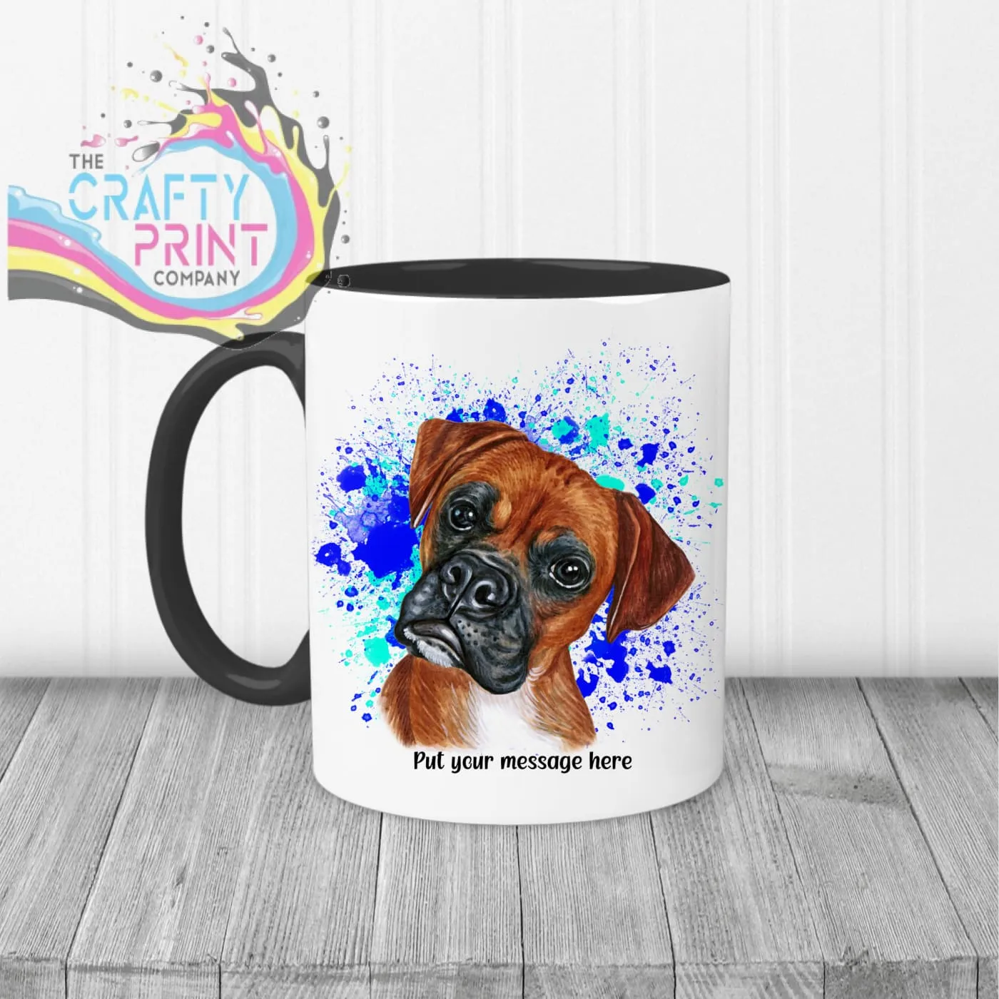 Boxer Paint Splatter Personalised Mug