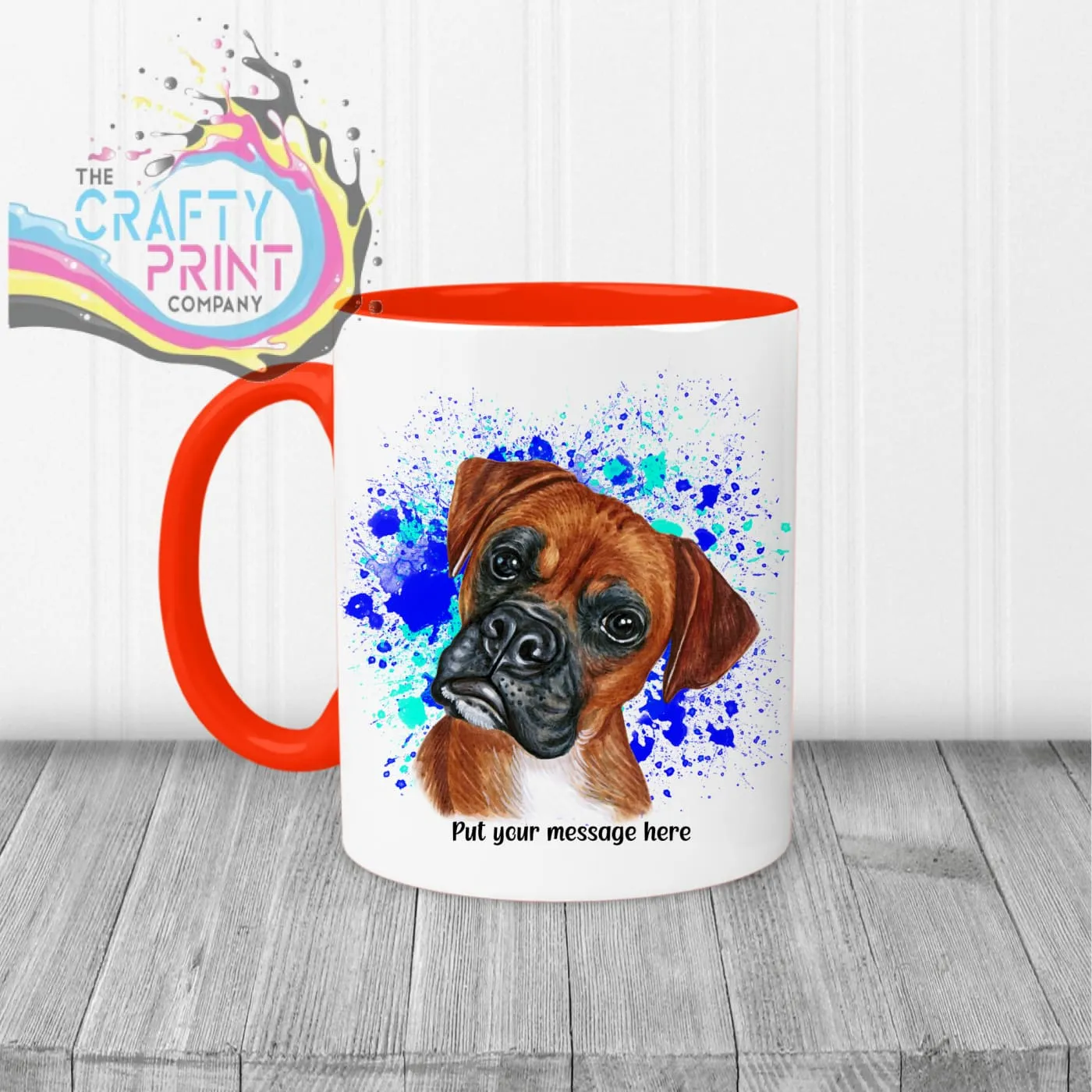 Boxer Paint Splatter Personalised Mug