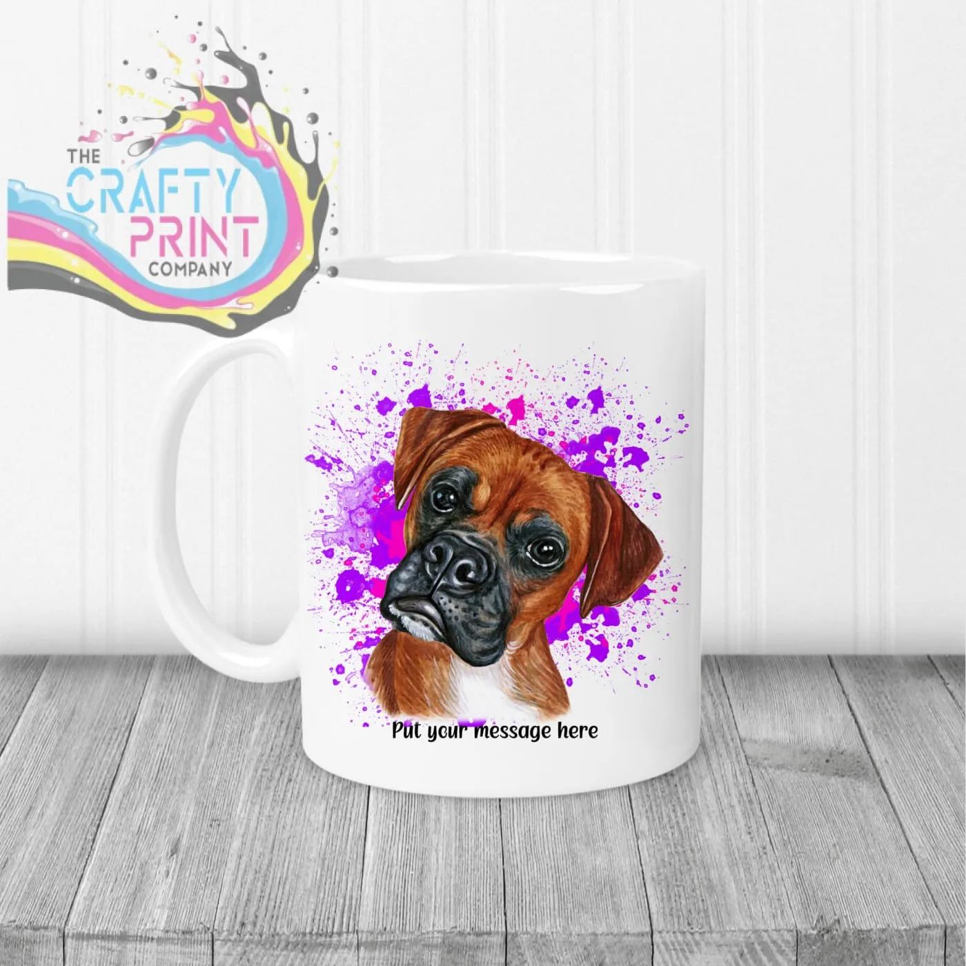 Boxer Paint Splatter Personalised Mug