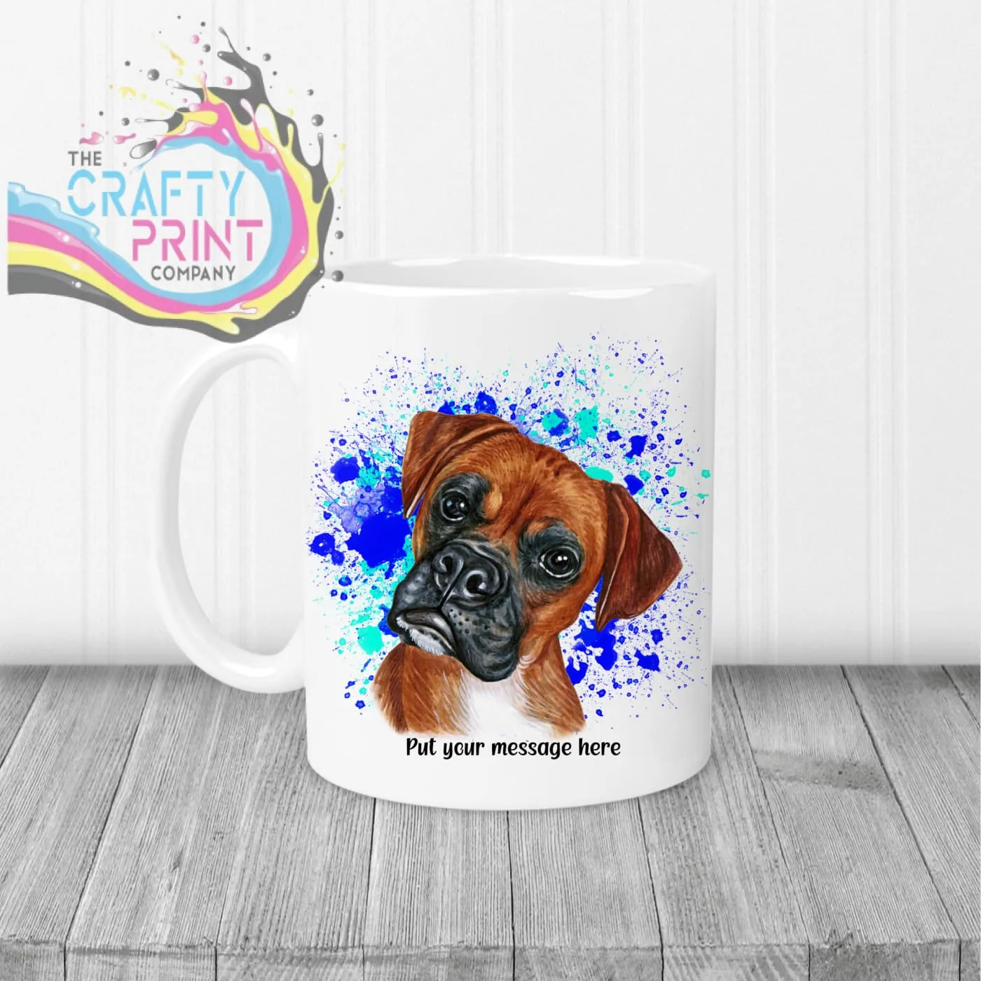 Boxer Paint Splatter Personalised Mug