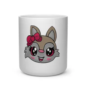 Brown Kitty Head Heart Shape Mug