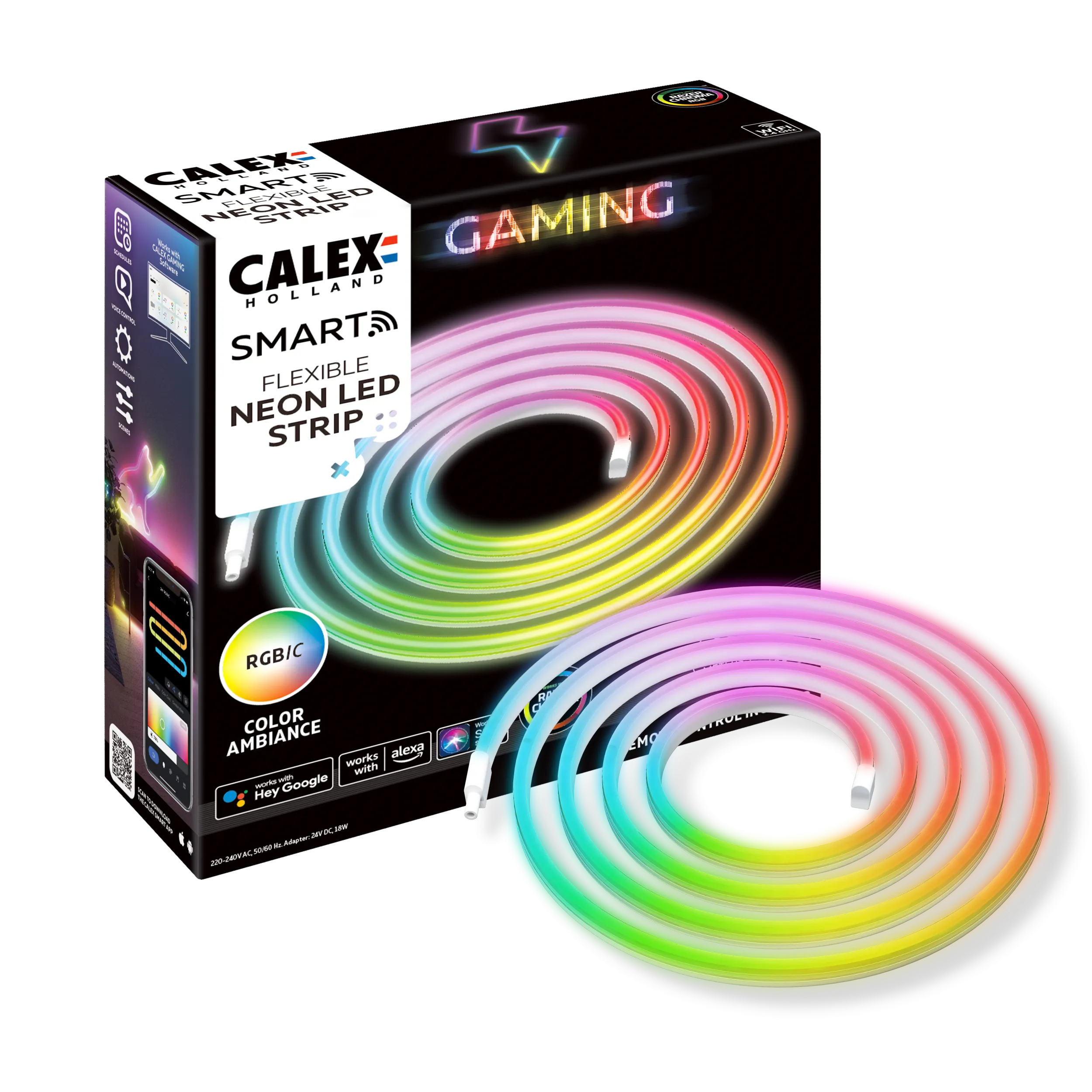 Calex Gaming Neon Flex LED Strip Light - Razer Chroma Compatible - 2m