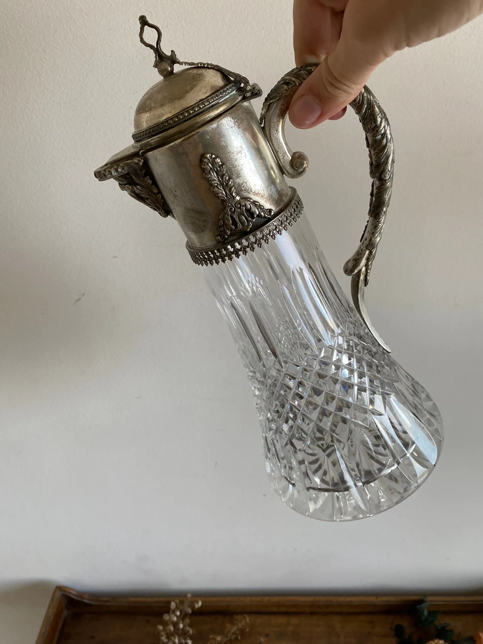 Carafe en cristal et argent