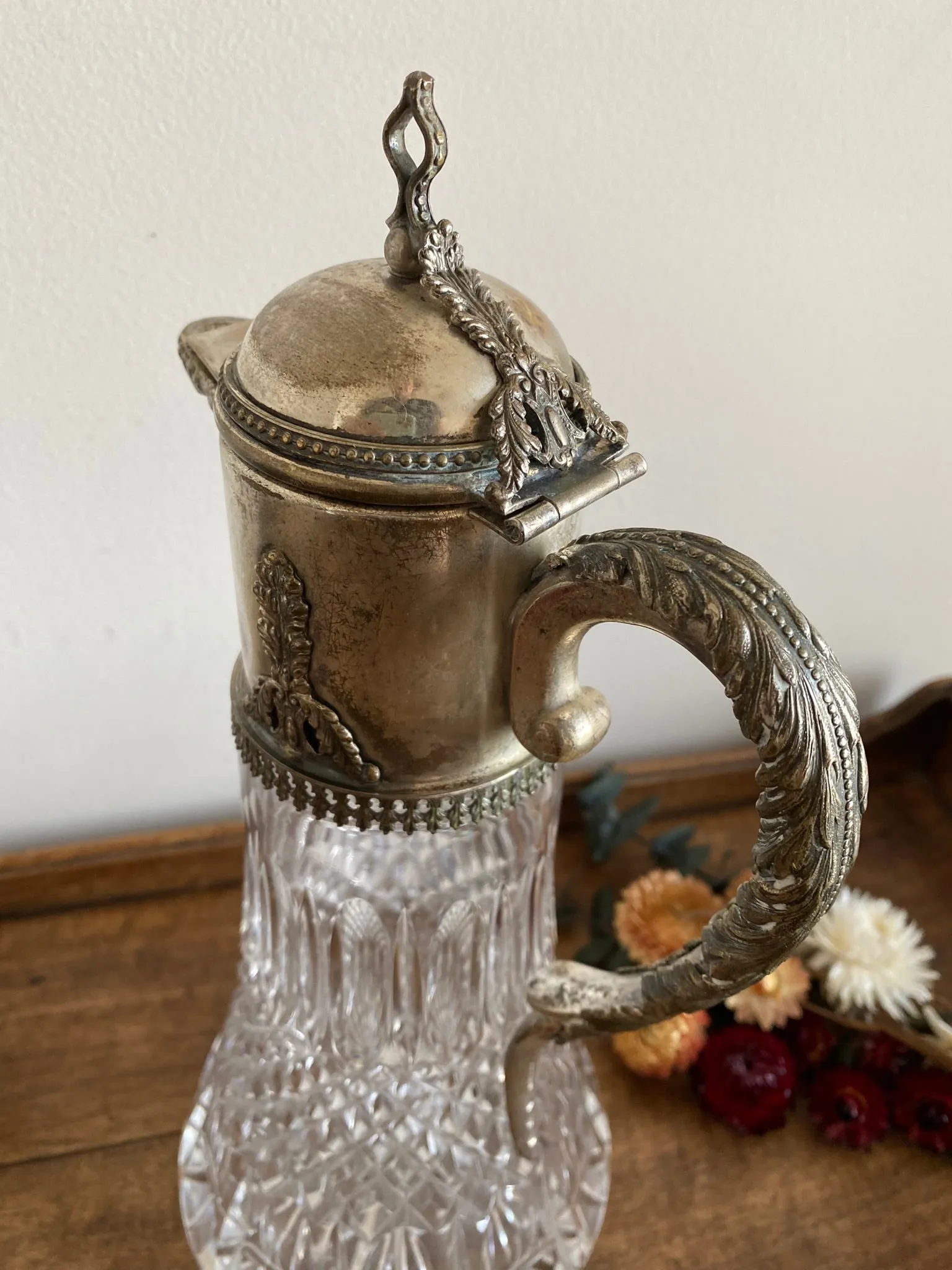 Carafe en cristal et argent