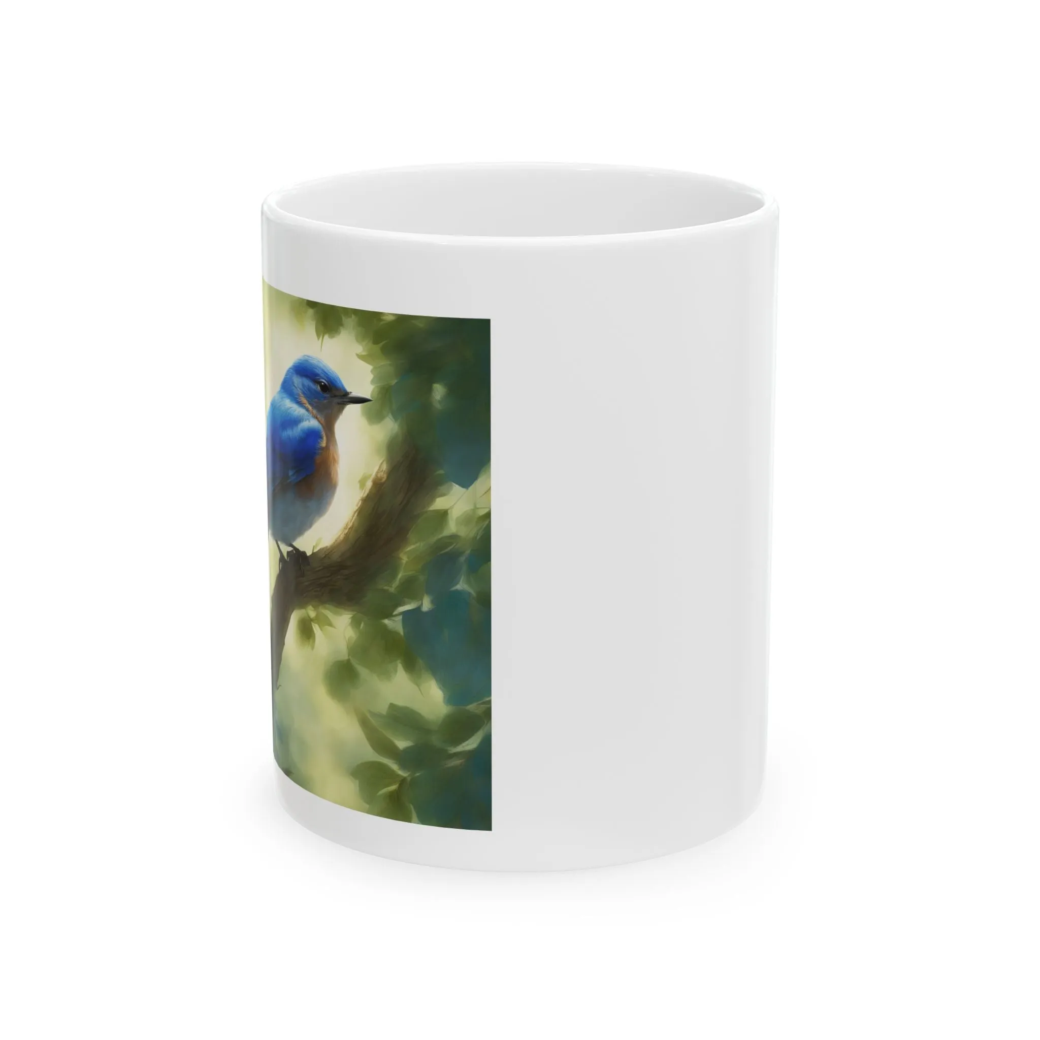 Ceramic Mug, (11oz, 15oz) Bluebird Mug Side