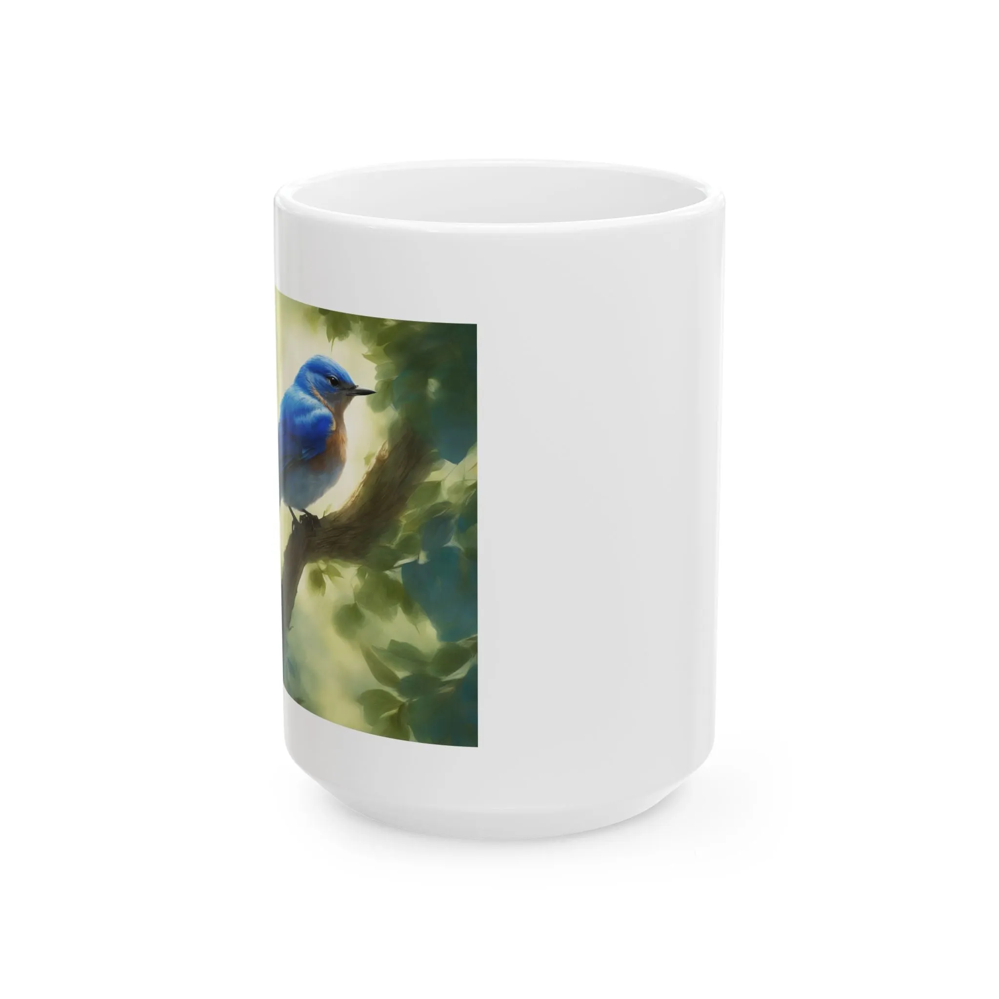 Ceramic Mug, (11oz, 15oz) Bluebird Mug Side