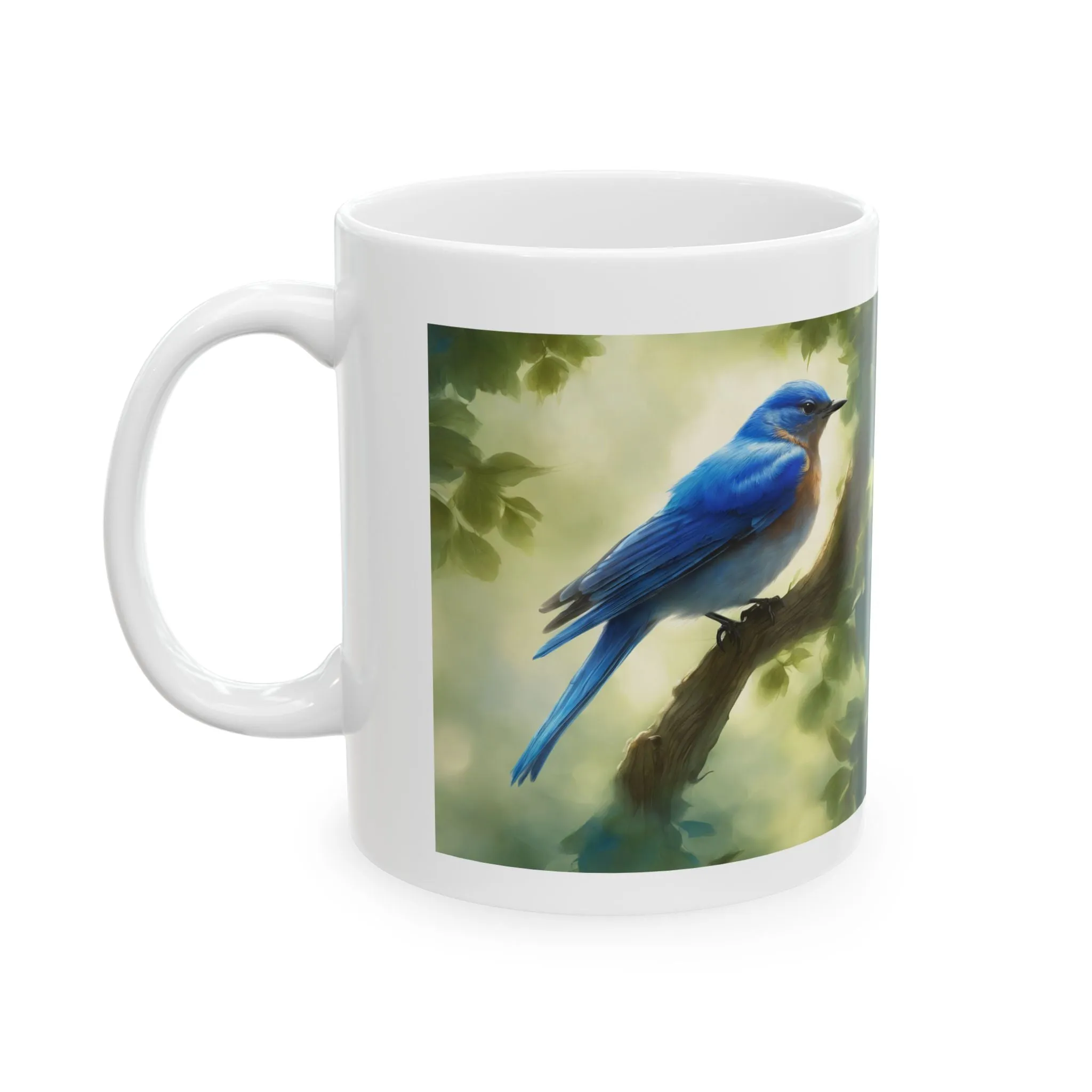 Ceramic Mug, (11oz, 15oz) Bluebird Mug Side