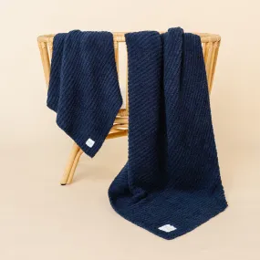 Chenille Blanket - Navy - Small & Large