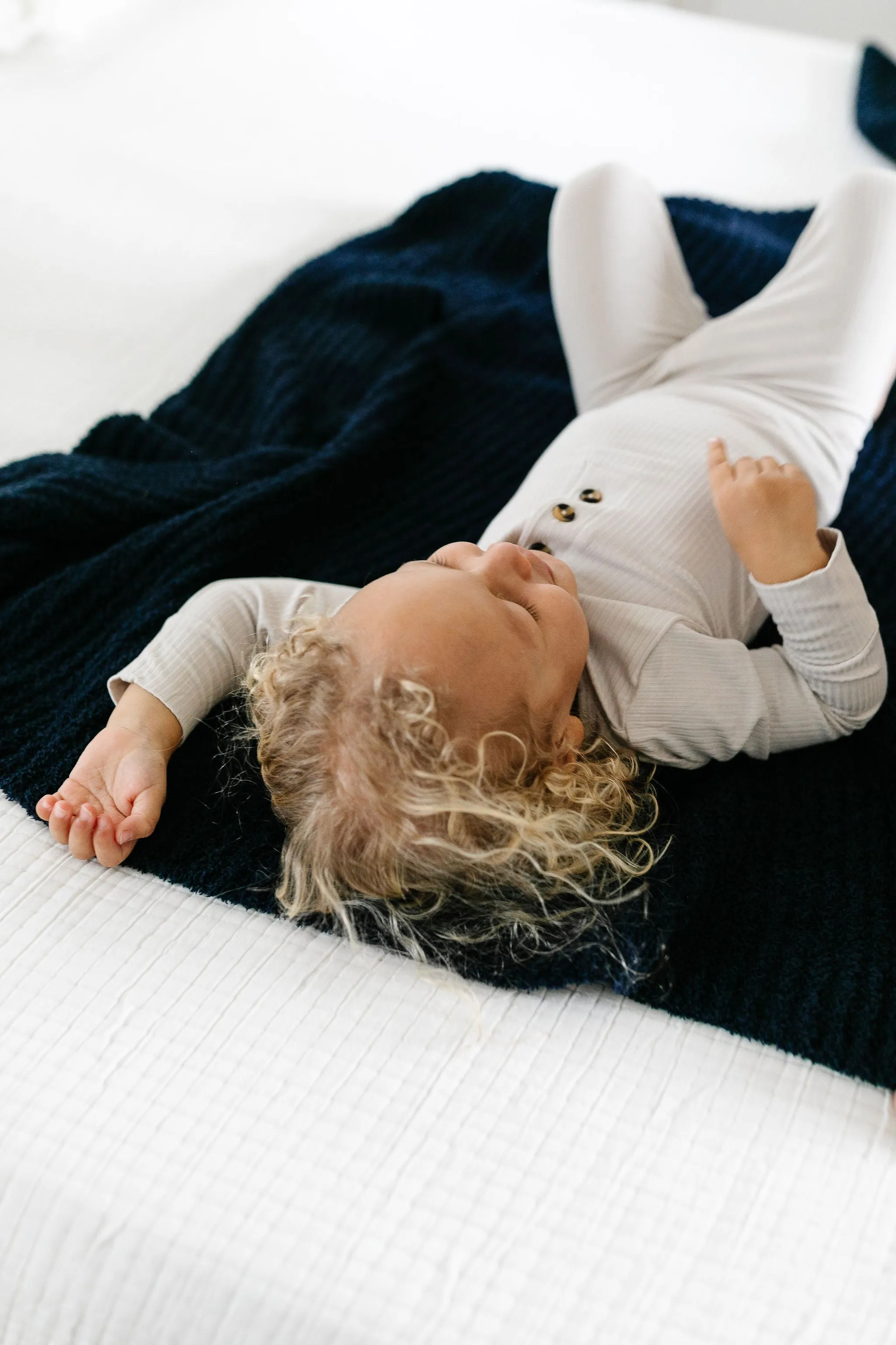 Chenille Blanket - Navy - Small & Large