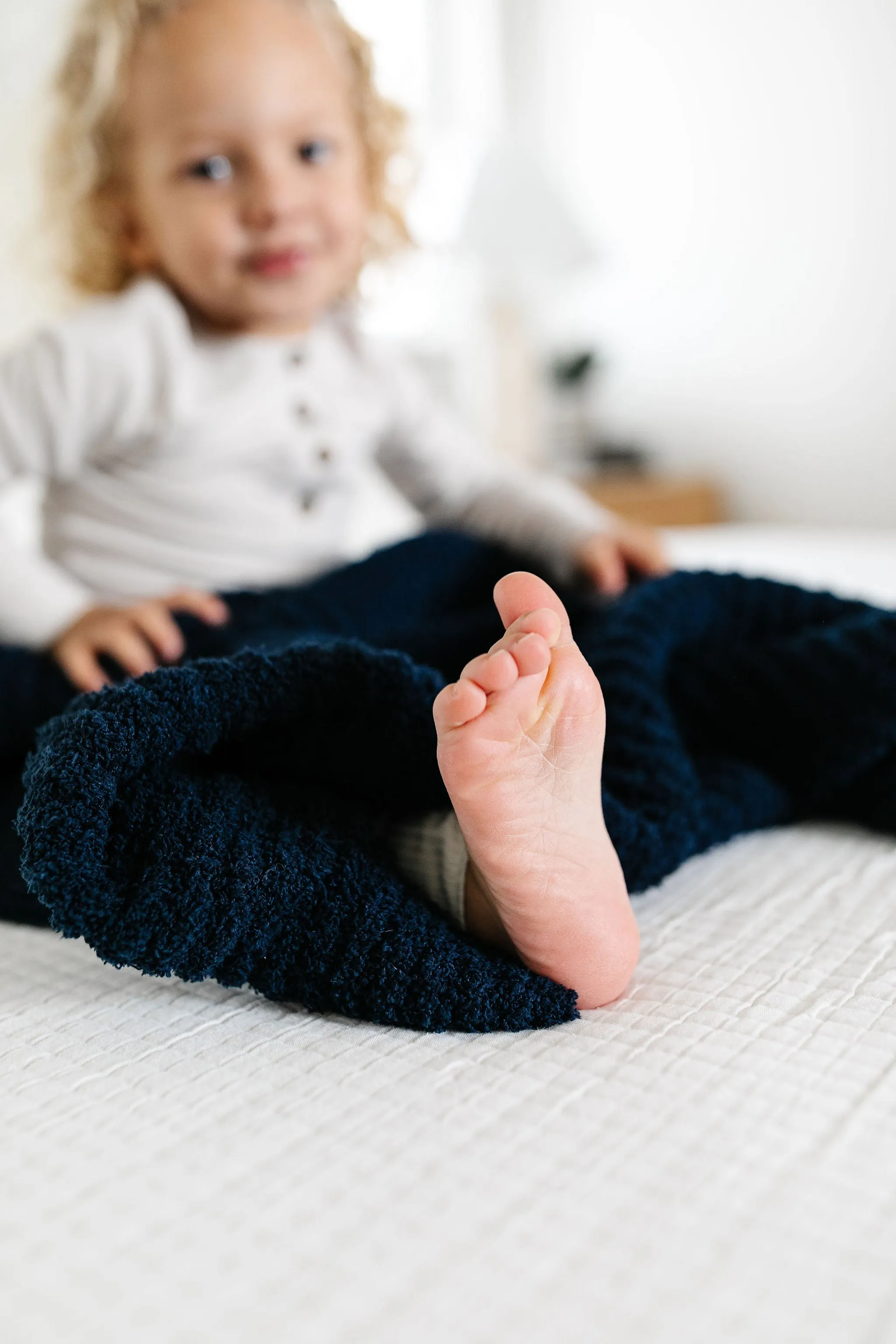 Chenille Blanket - Navy - Small & Large