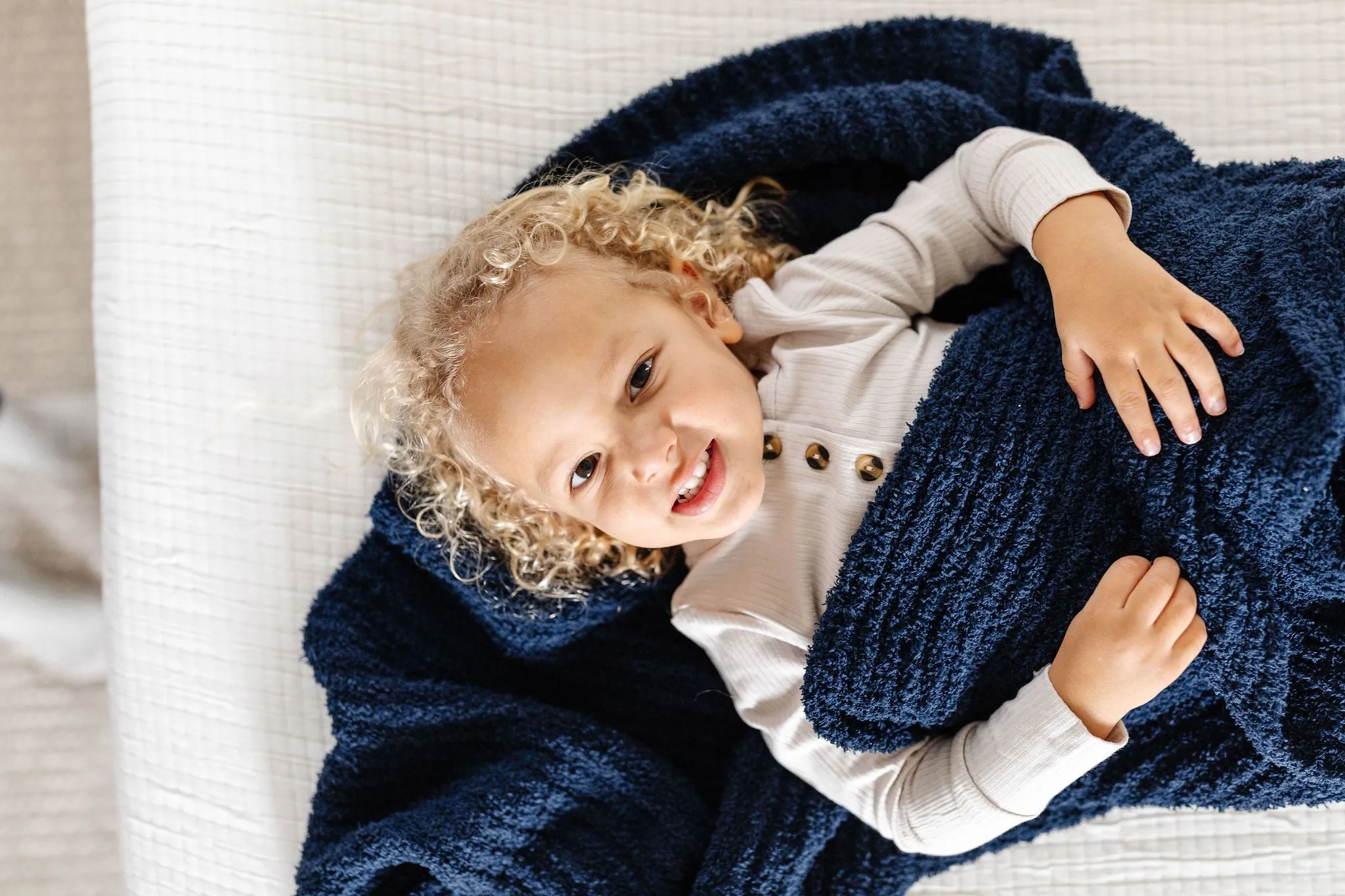 Chenille Blanket - Navy - Small & Large