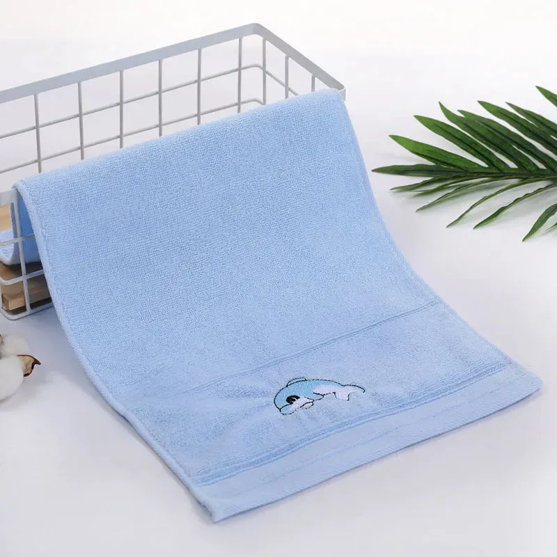 Children Pure Cotton Embroidered Face Wash Towel Solid Color Household Towel Internet Celebrity Style банное полотенце дети