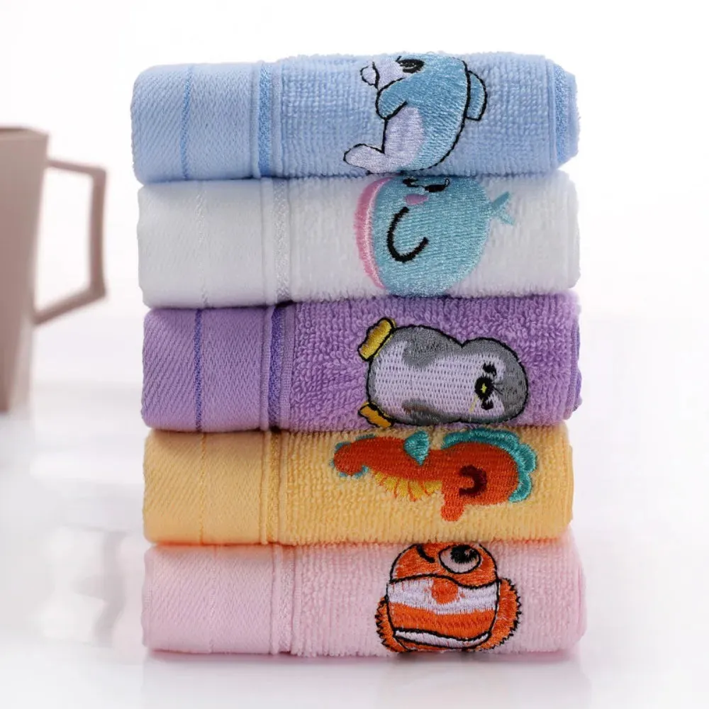 Children Pure Cotton Embroidered Face Wash Towel Solid Color Household Towel Internet Celebrity Style банное полотенце дети