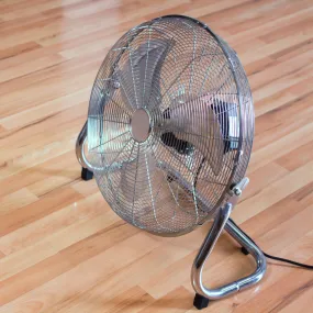 Chrome Metal High Speed Floor Fan - 12" - 20" - 3 Speed Settings