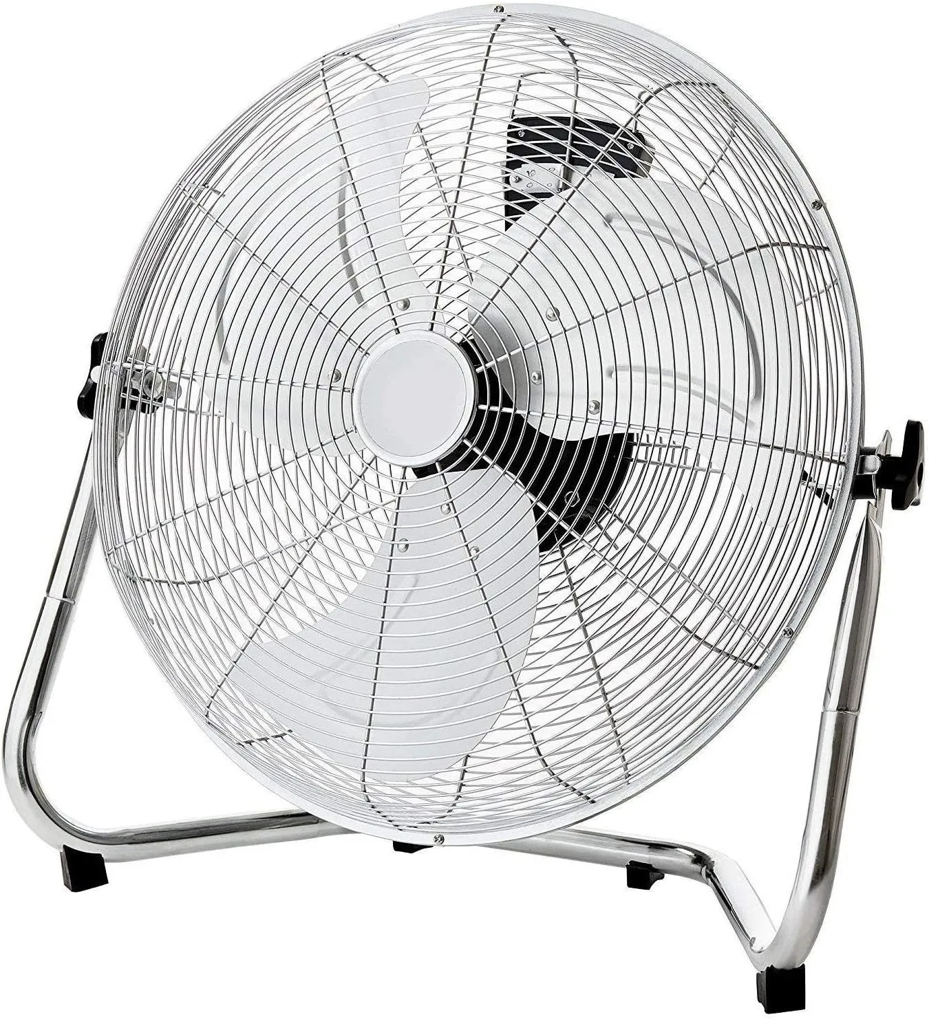 Chrome Metal High Speed Floor Fan - 12" - 20" - 3 Speed Settings