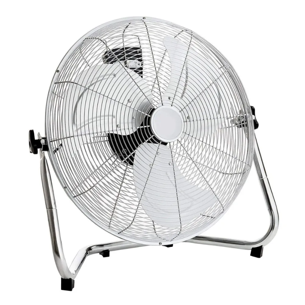 Chrome Metal High Speed Floor Fan - 12" - 20" - 3 Speed Settings