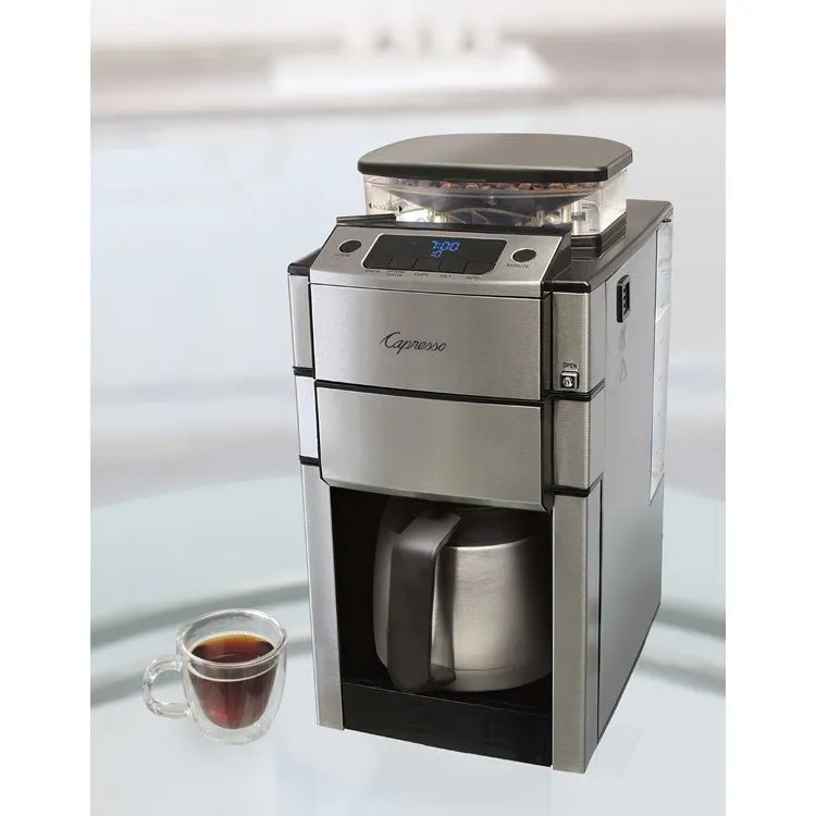 CoffeeTeam PRO Plus Therm 10-Cup Stainless Steel Thermal Carafe Coffee Maker/Conical Burr Grinder