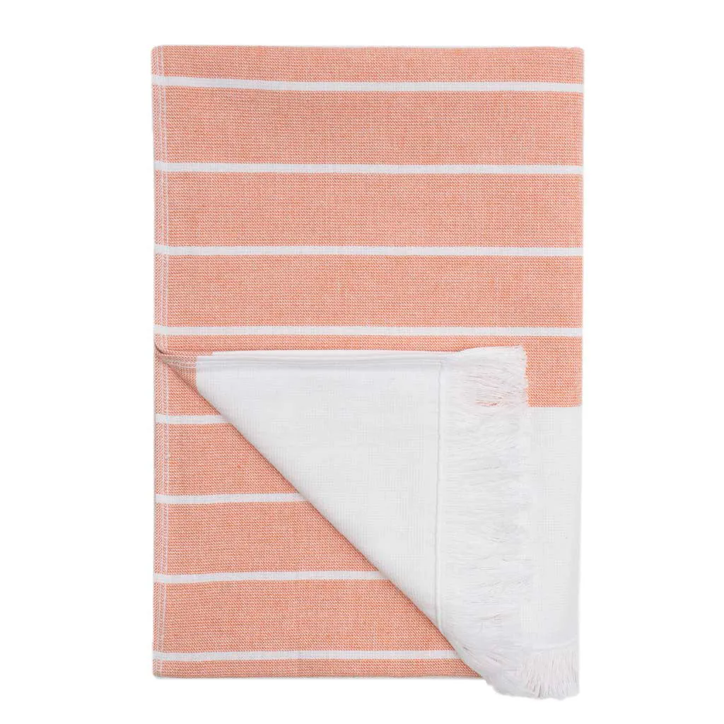 Coral Stripe Fouta Bath Towel