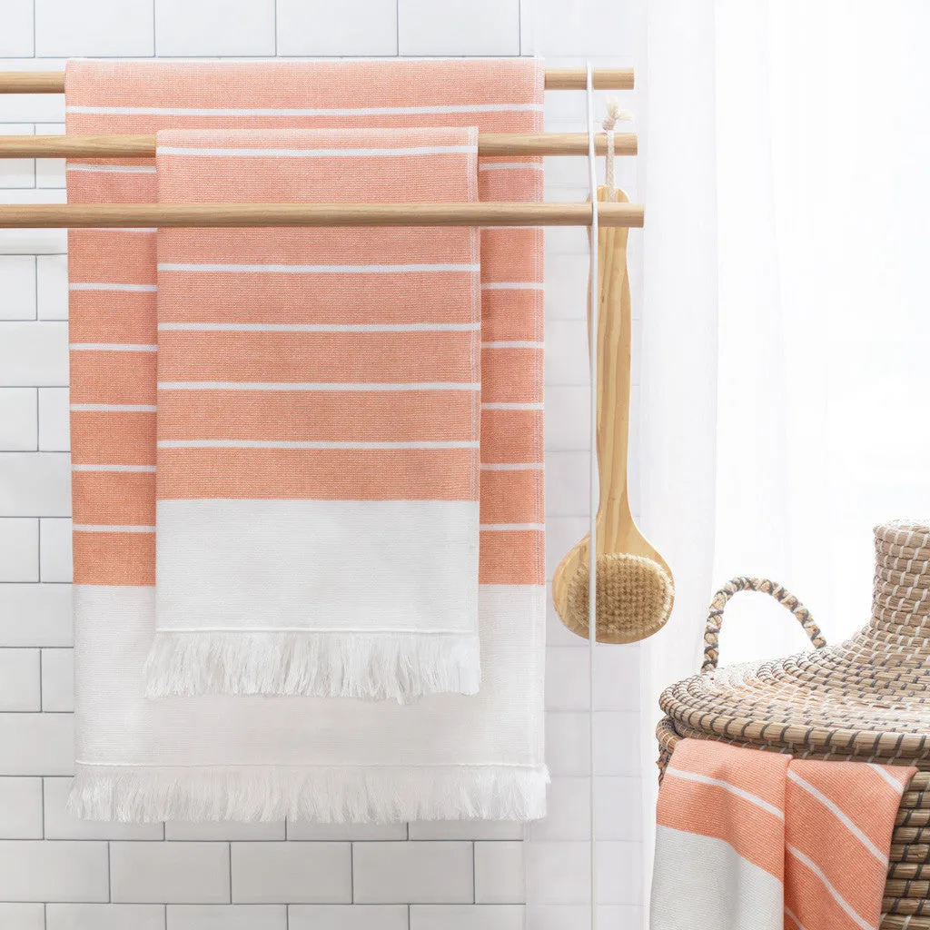 Coral Stripe Fouta Bath Towel