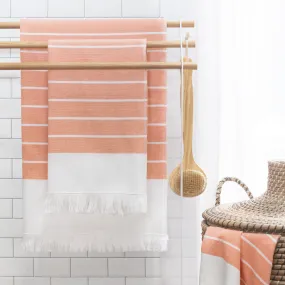 Coral Stripe Fouta Bath Towel