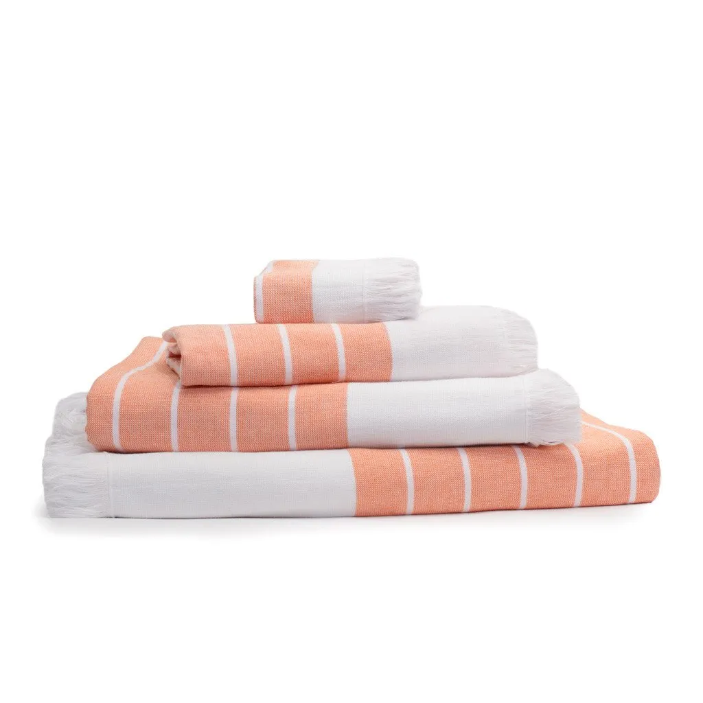 Coral Stripe Fouta Bath Towel