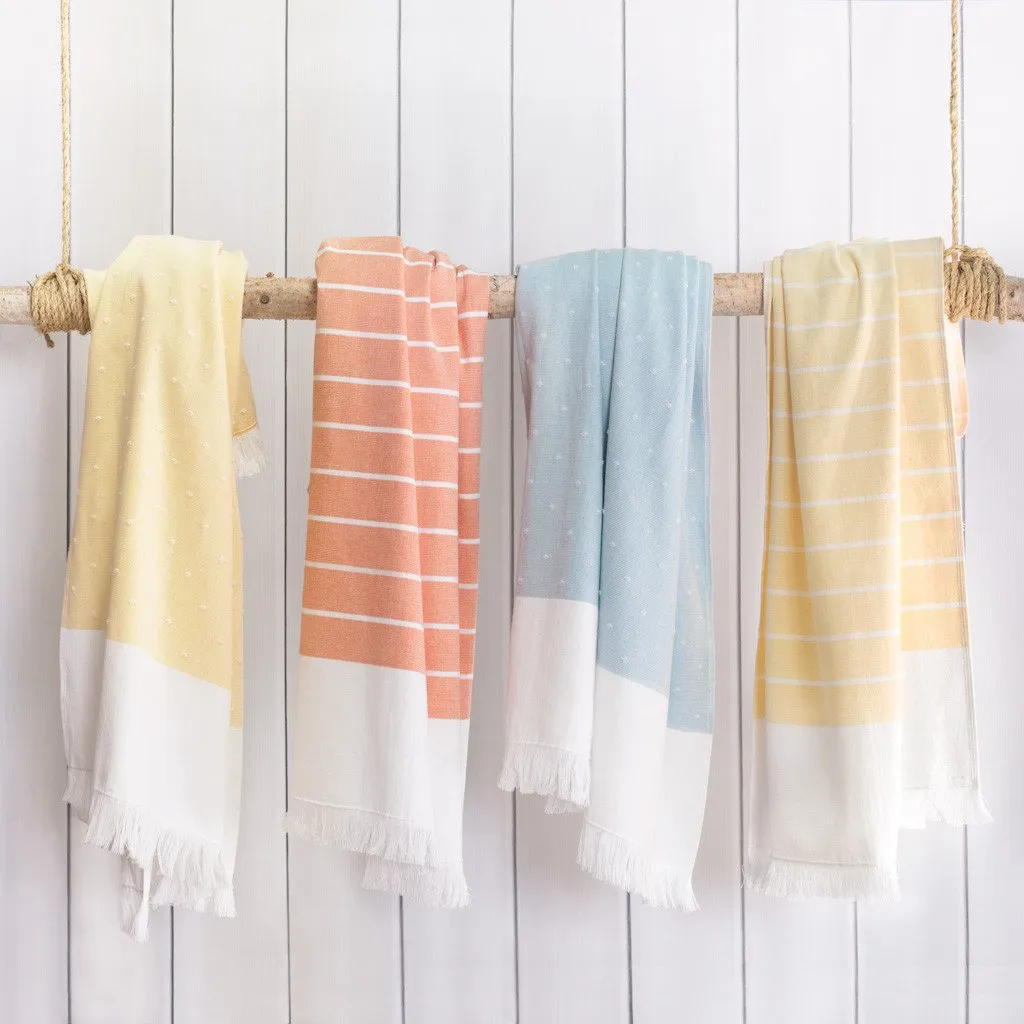 Coral Stripe Fouta Bath Towel