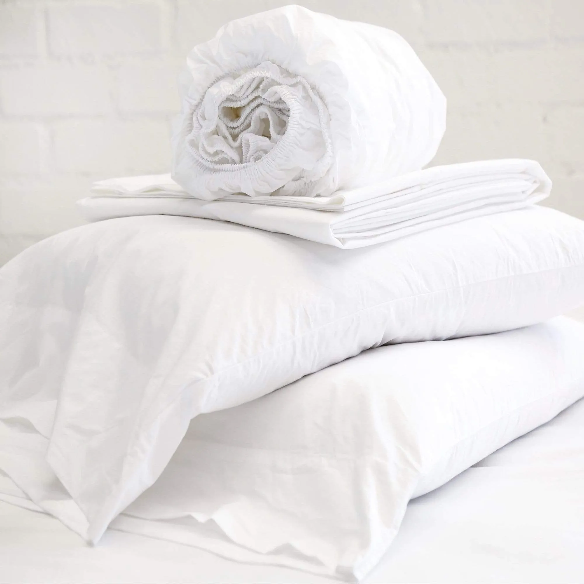 Cotton Percale Sheet Set - White