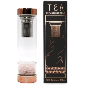 Crystal Glass Tea Infuser Bottle - Glass Water Bottle with Gemstones