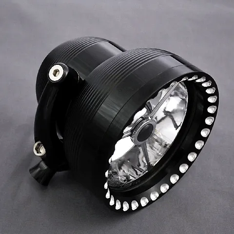 CUSTOM BLACK W/ BLACK MILLED RING MOTORCYCLE HEADLIGHT 4.5 IN.