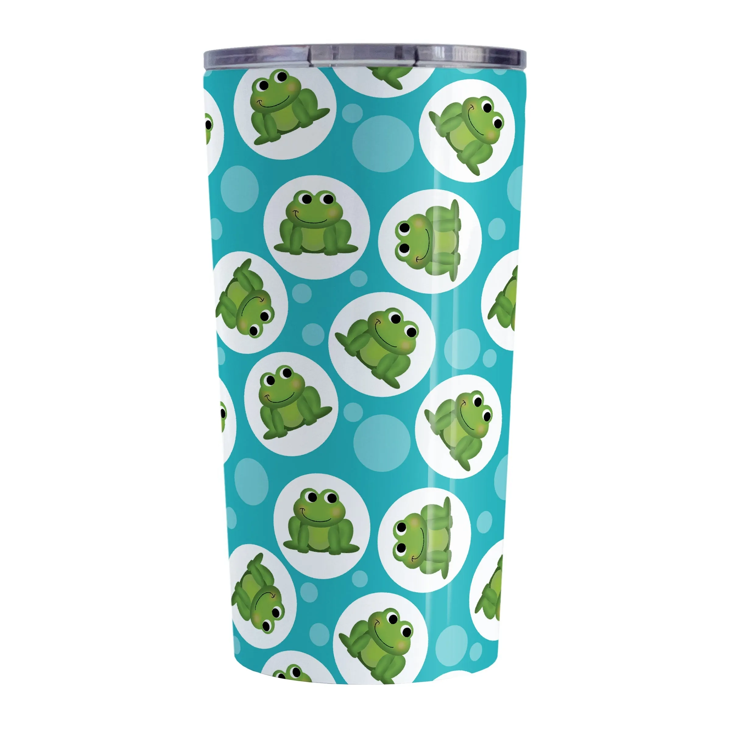 Cute Turquoise Frog Pattern Tumbler Cup