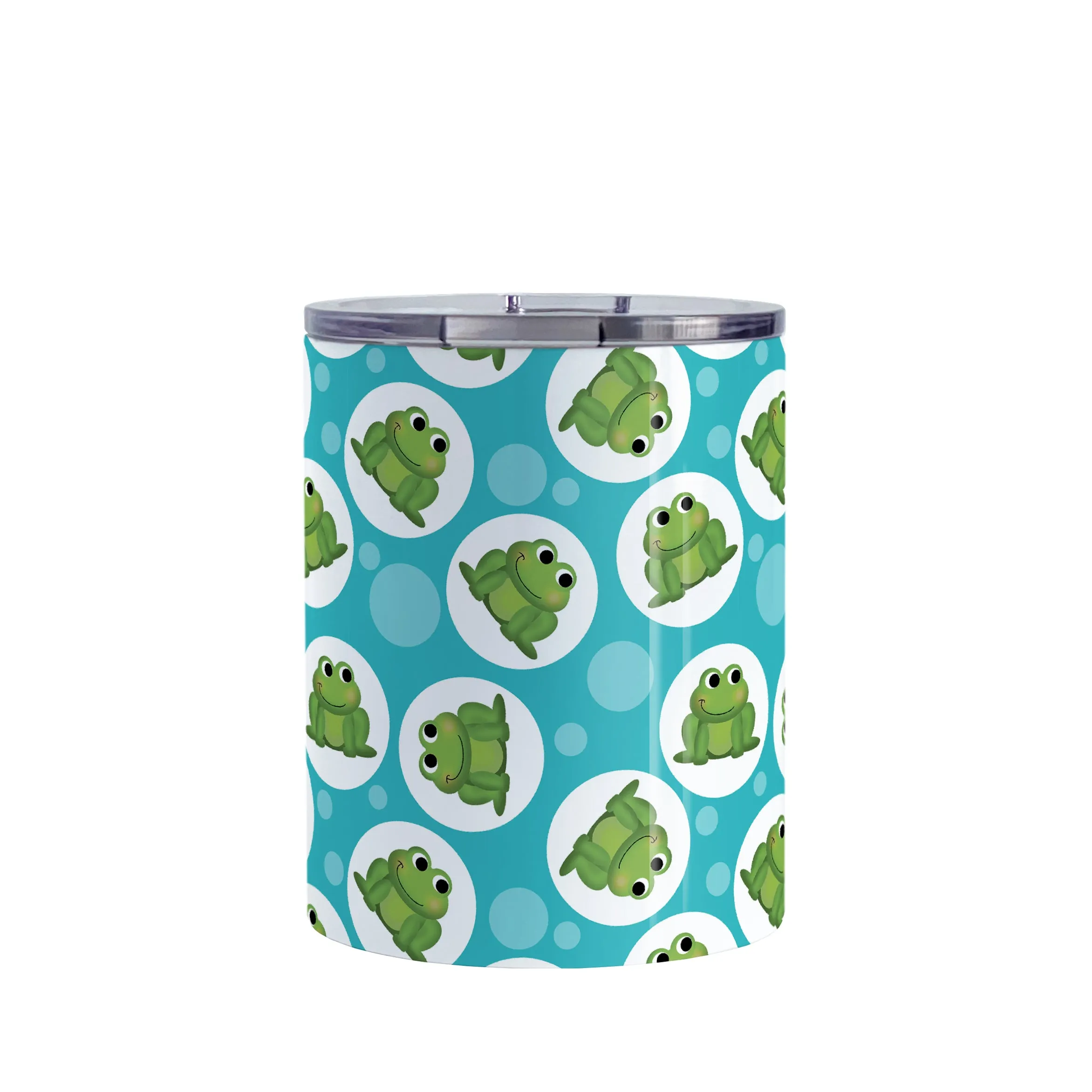 Cute Turquoise Frog Pattern Tumbler Cup