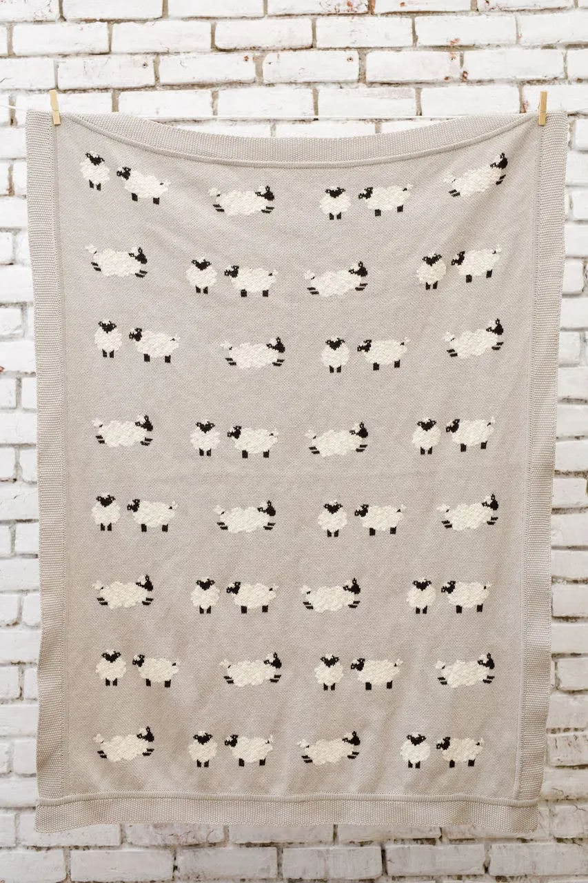 Darzzi Sheep Cotton Knit Blanket | Adorable & Soft Baby Blanket | 100% Cotton | Gift-Ready