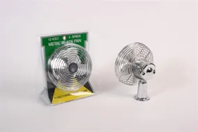 Dash/Ceiling Mount Metal Fan - 12 Volt DC - Chrome