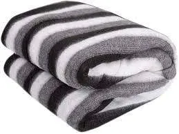 DESI DHANG Black & White Stripe Single Bed AC Fleece Blanket (Pack of 1, Skin_Friendly)