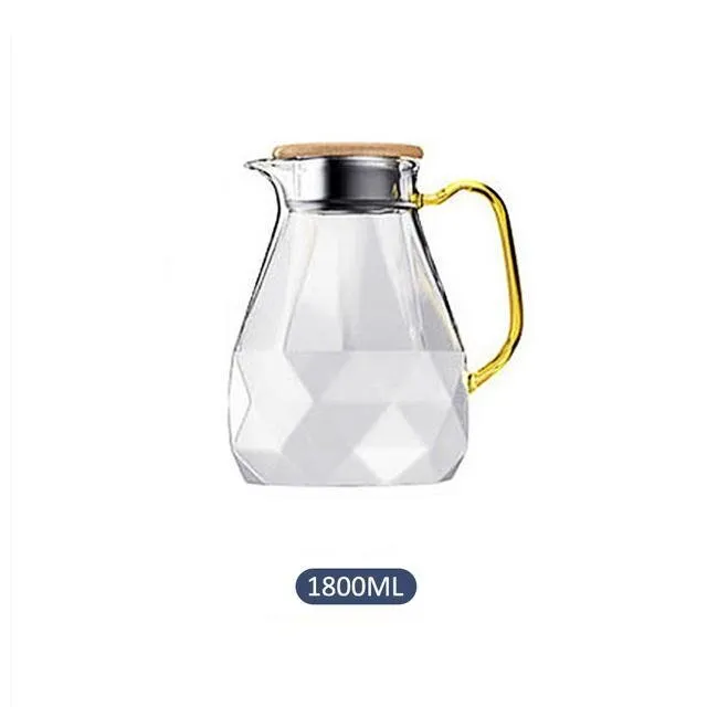 Diamond Glass Tea Set Teapot Hot Cold Water Jug Transparent Coffee Pot Kettle Water Bottle Jar Carafe Heat-Resistant Teapot Set