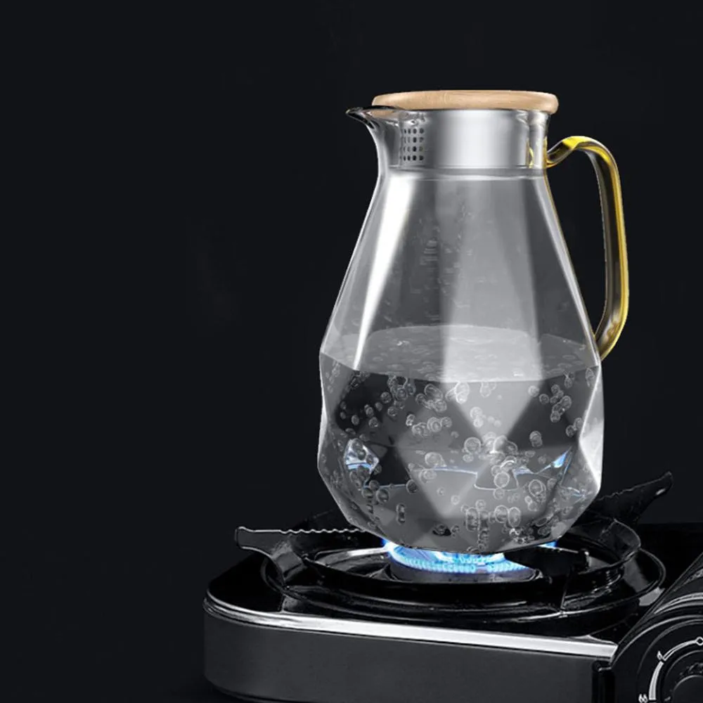 Diamond Glass Tea Set with Teapot and Heat-Resistant Carafe