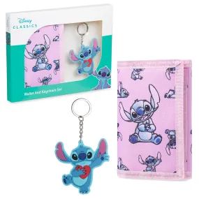 Disney Stitch Kids Wallet and Keyring Gift Set - Pink Stitch