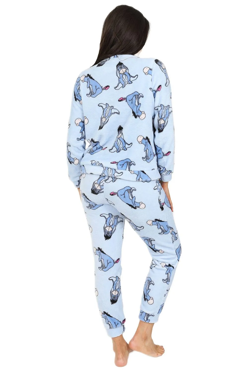 Disney Women's Eeyore Blue Fleece Long Pyjama Set