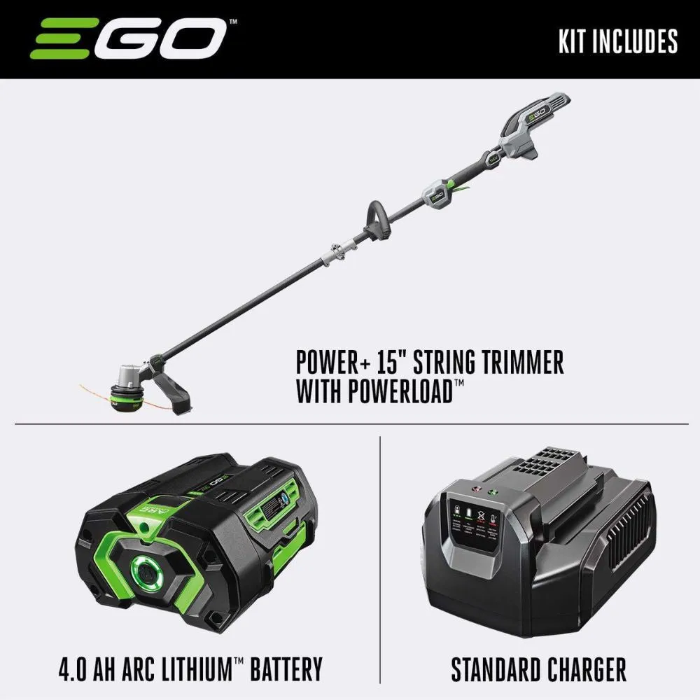 EGO ST1523S 15" Powerload  String Trimmer w/ Carbon Fiber Shaft (foldable shaft) Kit (2P 4Ah Battery, 210W Charger)