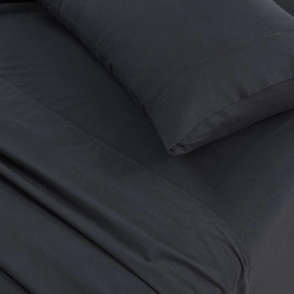 Elan Linen 100% Egyptian Cotton Vintage Washed 500TC Charcoal 50 cm Deep Mega Queen SIze Bed Sheets Set