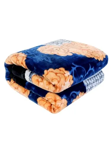 ELSTONE Home Cloudy Super Soft Fabric Floral Printed HeavyDuty Luxury Ultra 2 Ply Double Blanket for Winters with English Colors & Stylish Bag Packing Color#5