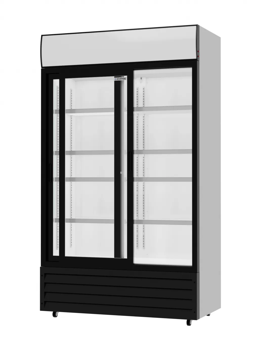 Empire Premium Double Sliding Door Display Cooler with Merchandising Canopy - SS-P688WB-B-EE