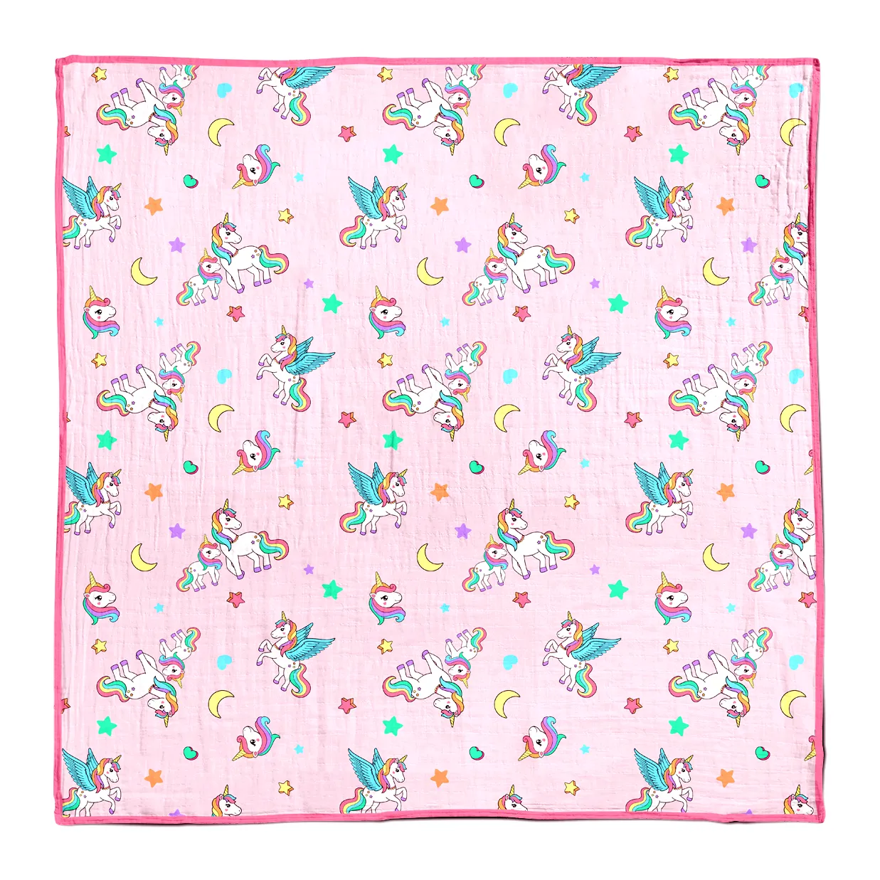 Endanzoo Organic Baby Swaddle Blanket - Rainbow Unicorns