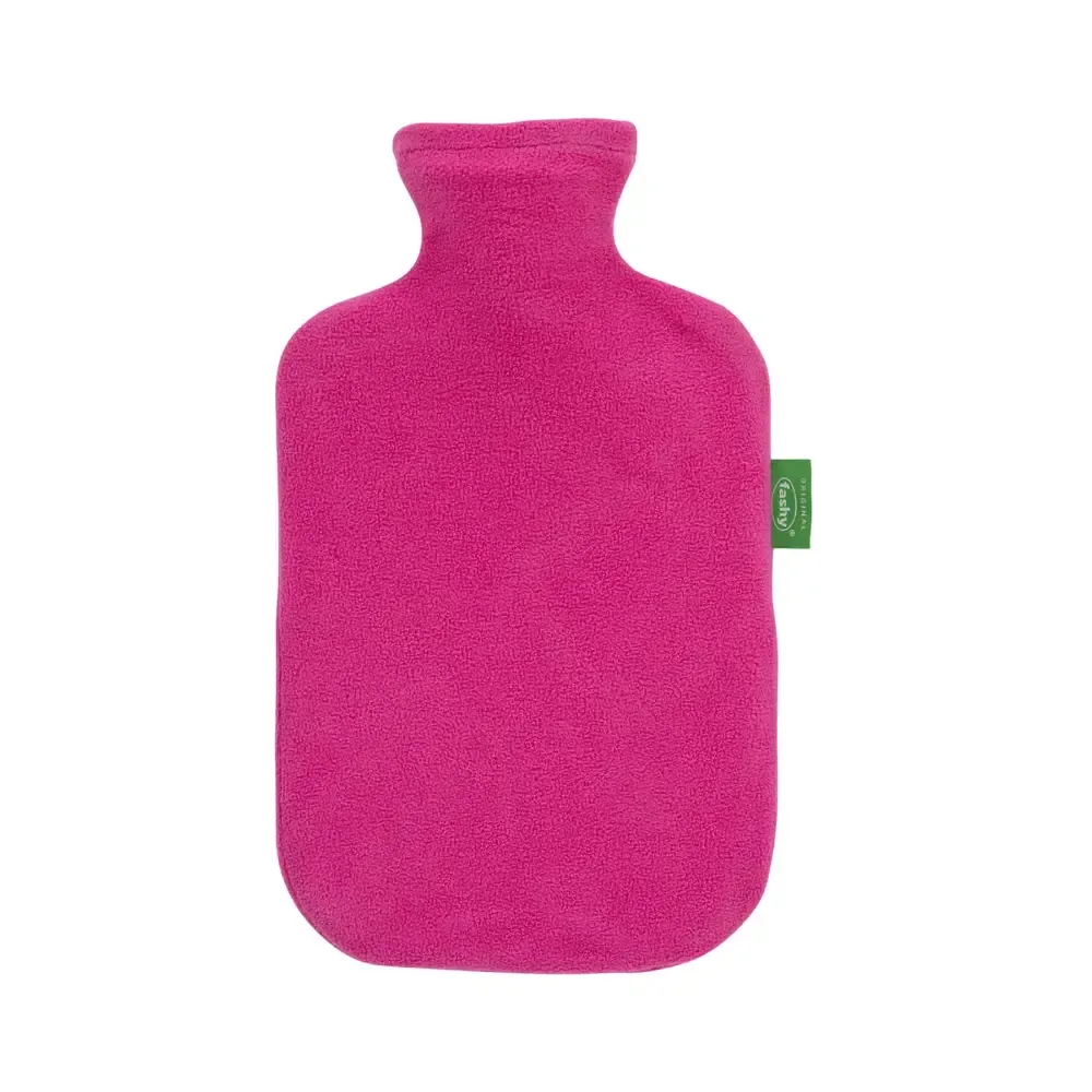 Fashy Hot Water Bottle With Removeable Pink Fleece Cover | 2 Litre | Recycled Polyester