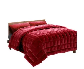 Faux Mink Quilt Comforter Throw Blanket Winter Burgundy