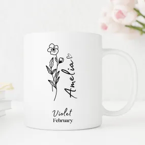 February Birth Flower Personalised Mug