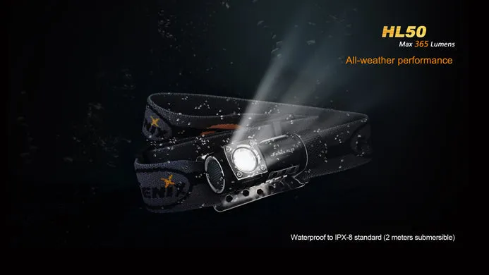 Fenix HL50 1 x CR123A / 1 x AA CREE XM-L2 T6 Neutral White 365 Lumen LED Headlamp