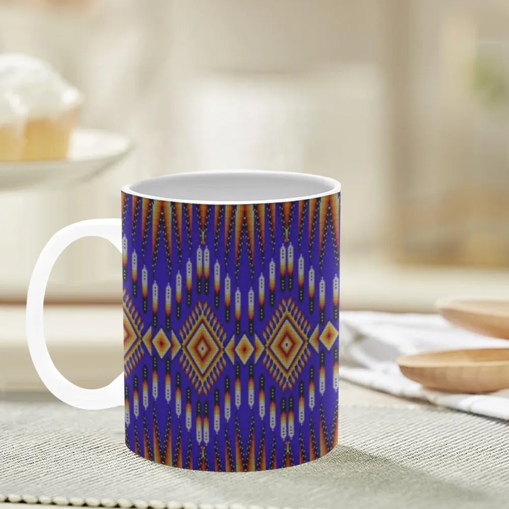 Fire Feather Blue White Mug(11OZ)