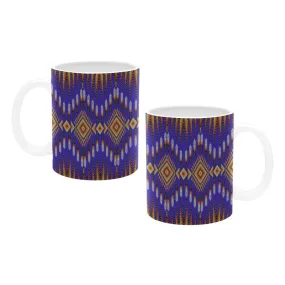 Fire Feather Blue White Mug(11OZ)