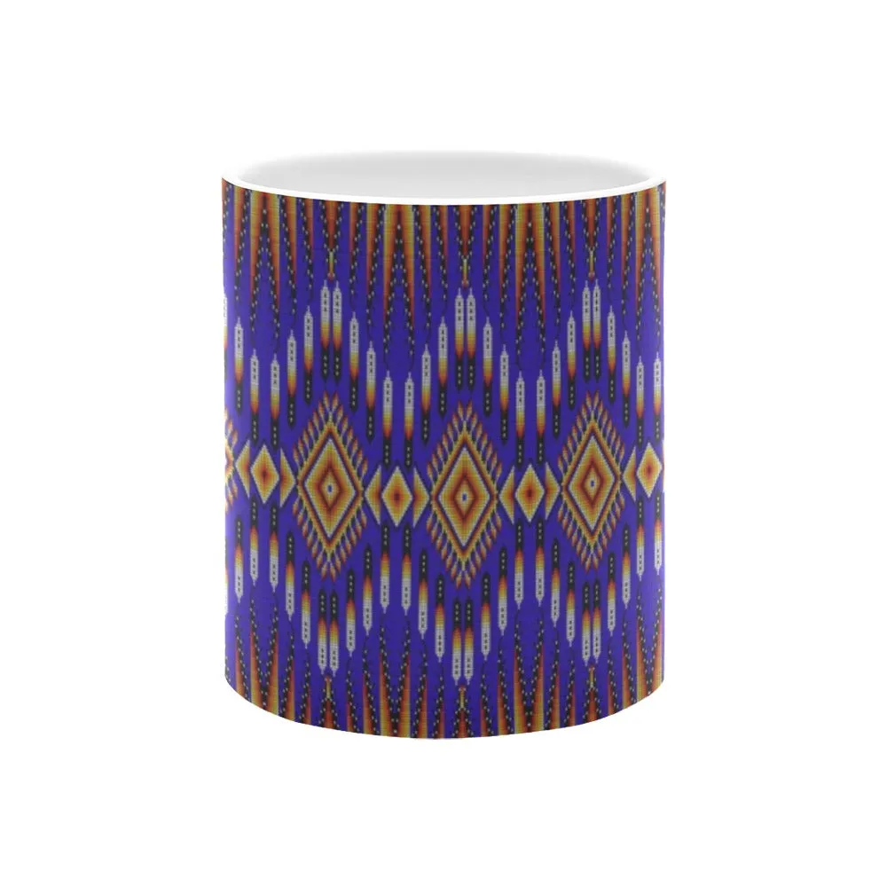 Fire Feather Blue White Mug(11OZ)